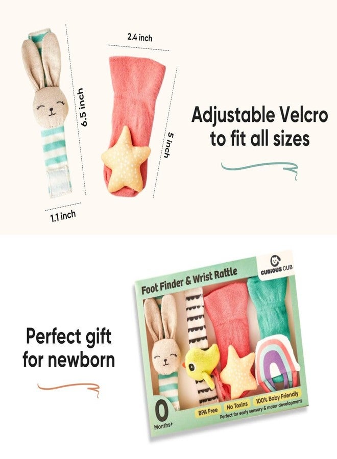 Curious Cub Rattle Set for Babies | Soft Sensory Toy for Early Learning | Wrist Rattle & Foot Finder Socks | Newborn Baby Gift for 0-12 Months - Image 5